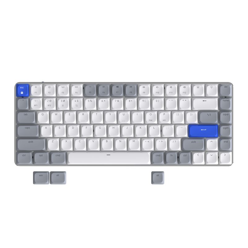 AUSDOM Airkey84 low axis mechanical keyboard, compact and low-key wireless gaming keyboard with 84 keys, white LED backlight, Bluetooth/2.4GHz/USB-C, brown switch compatible with Mac and Windows