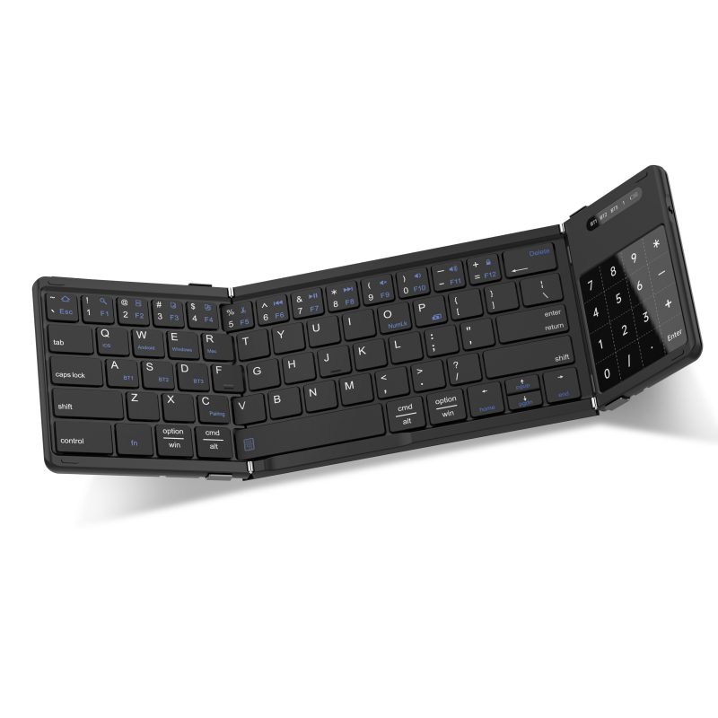 AUSDOM Sofkey Air3 Wireless Foldable Keyboard, Foldable Bluetooth Keyboard with Touchpad and Numeric Keypad, for iPhone Mac Android Windows iOS, Wireless Portable Keyboard for Travel, Work